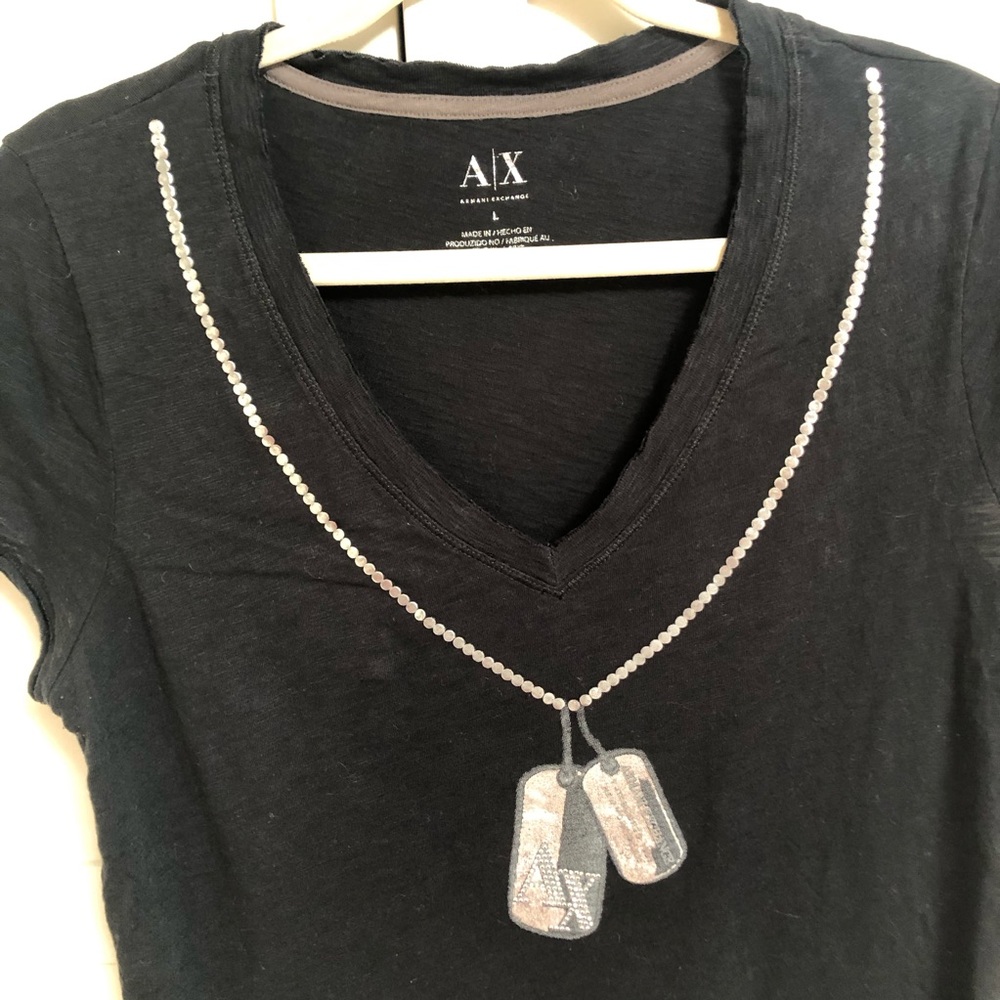 Armani Exchange Black T-shirt Size Large EUC - Picture 5 of 12